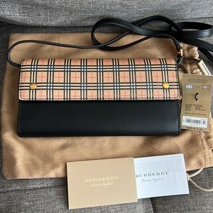 Burberry small Henley check wallet on chain / crossbody bag
